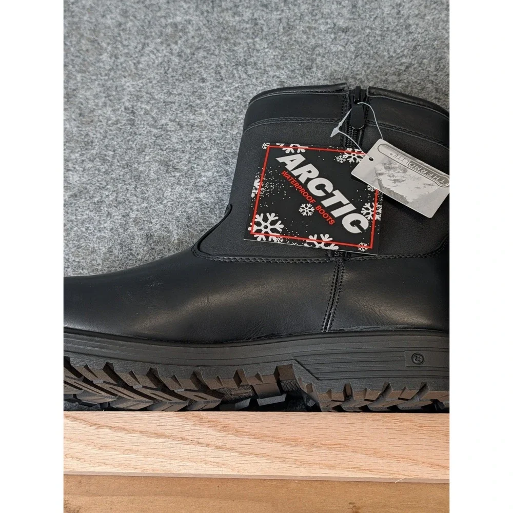 Thermolite Arctic Waterproof Boots Men's 12M Black Rubber Soles Zip up Lined